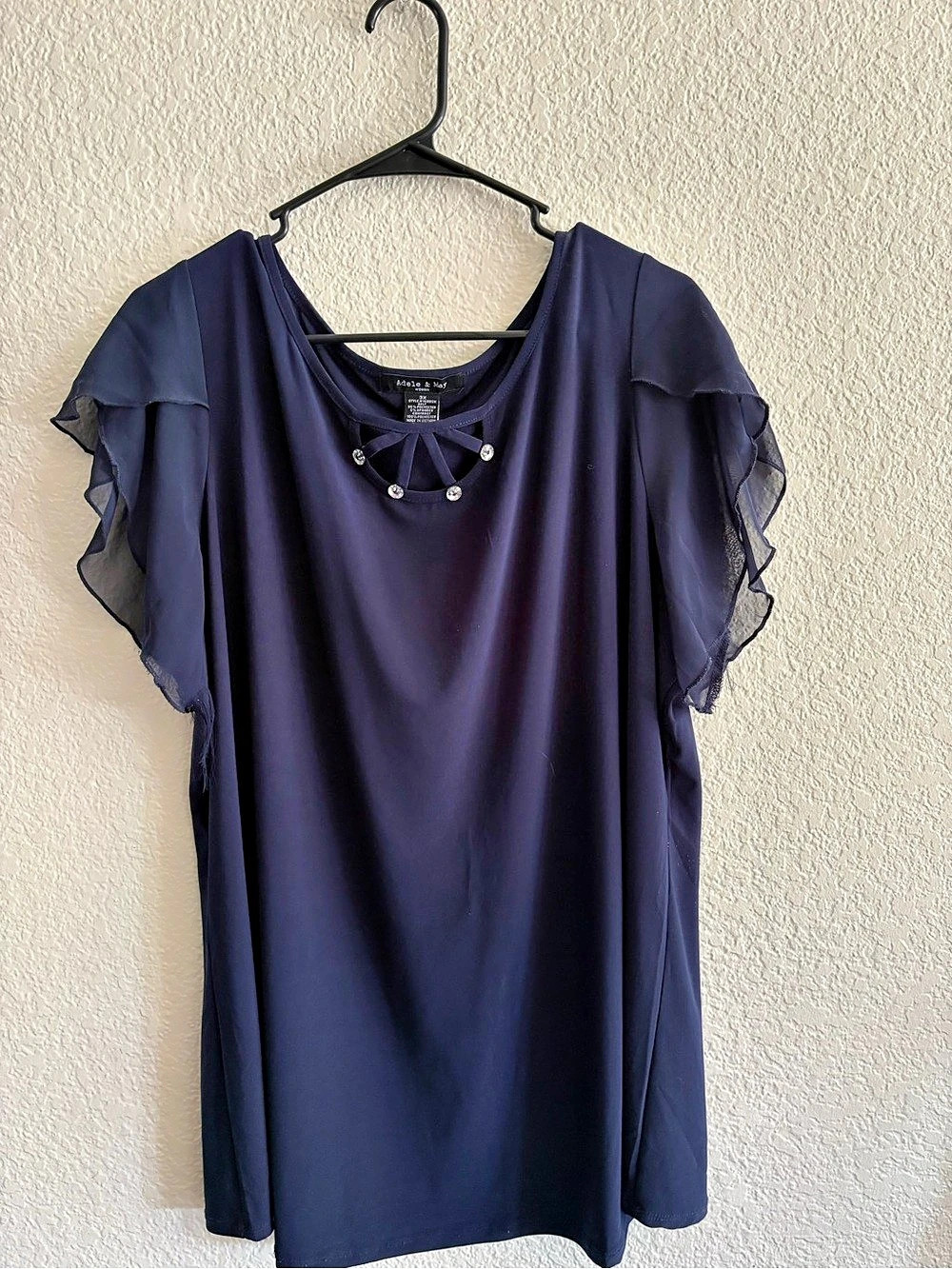Adele & May Ruffle Sleeve Blouse in Blue Size Medium